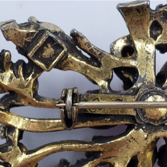 Vintage Signed Coro Flower Brooch Pink Gold Tone - Picture 9 of 14